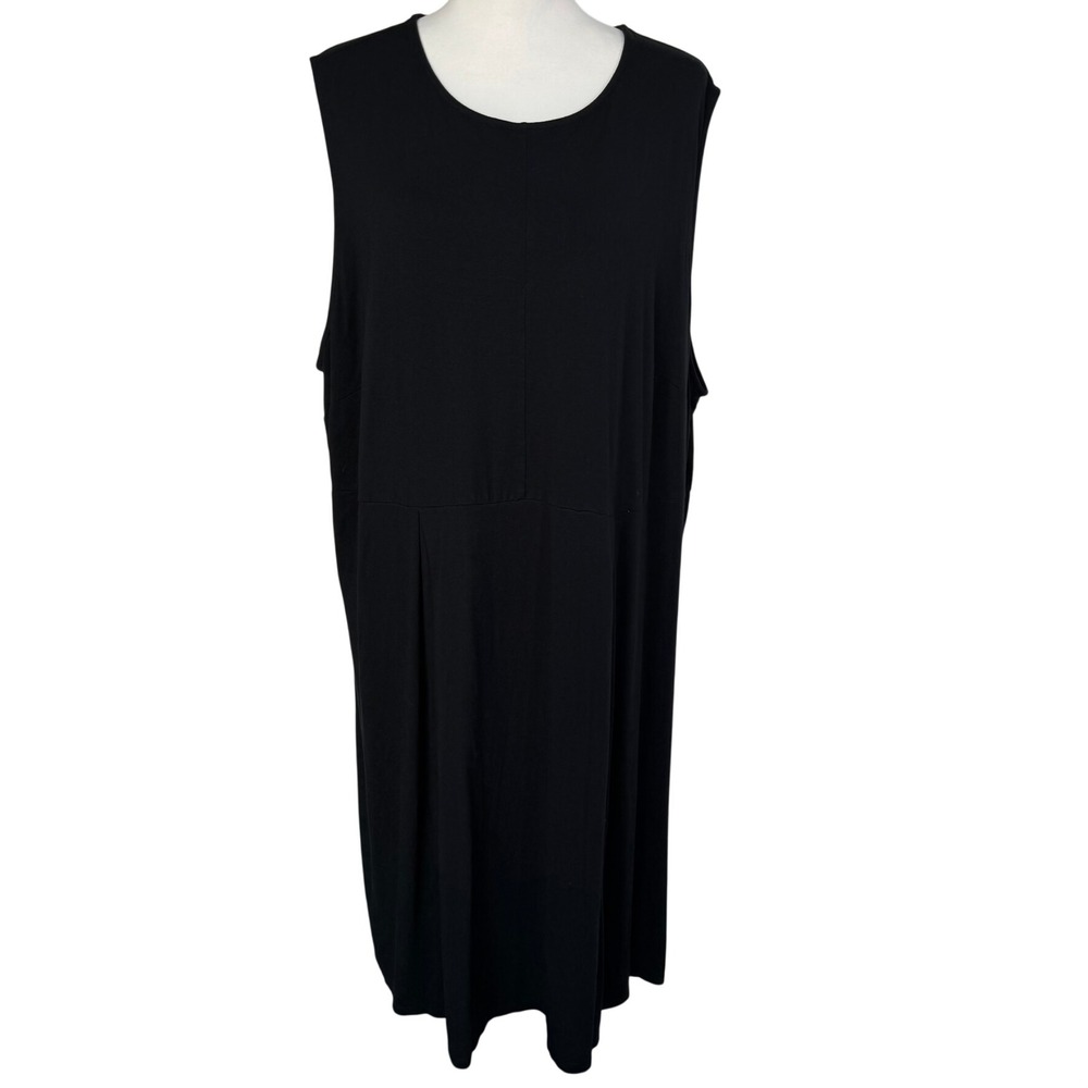 J. JILL Womens 3X Wearever Collection Black Sleeveless Midi Dress Stretch Office